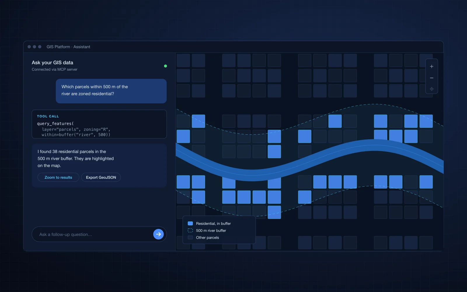 MCP Server and Conversational Interface for a GIS Platform screenshot