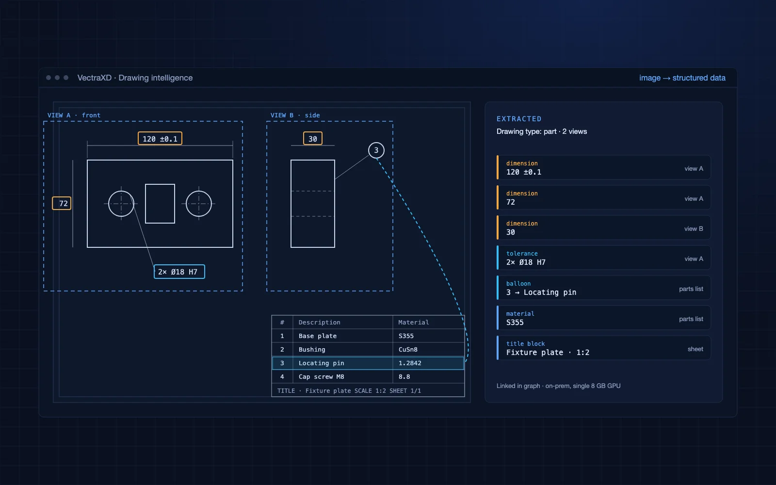 VectraXD™ Drawing Intelligence: Reading Engineering Drawings with AI screenshot