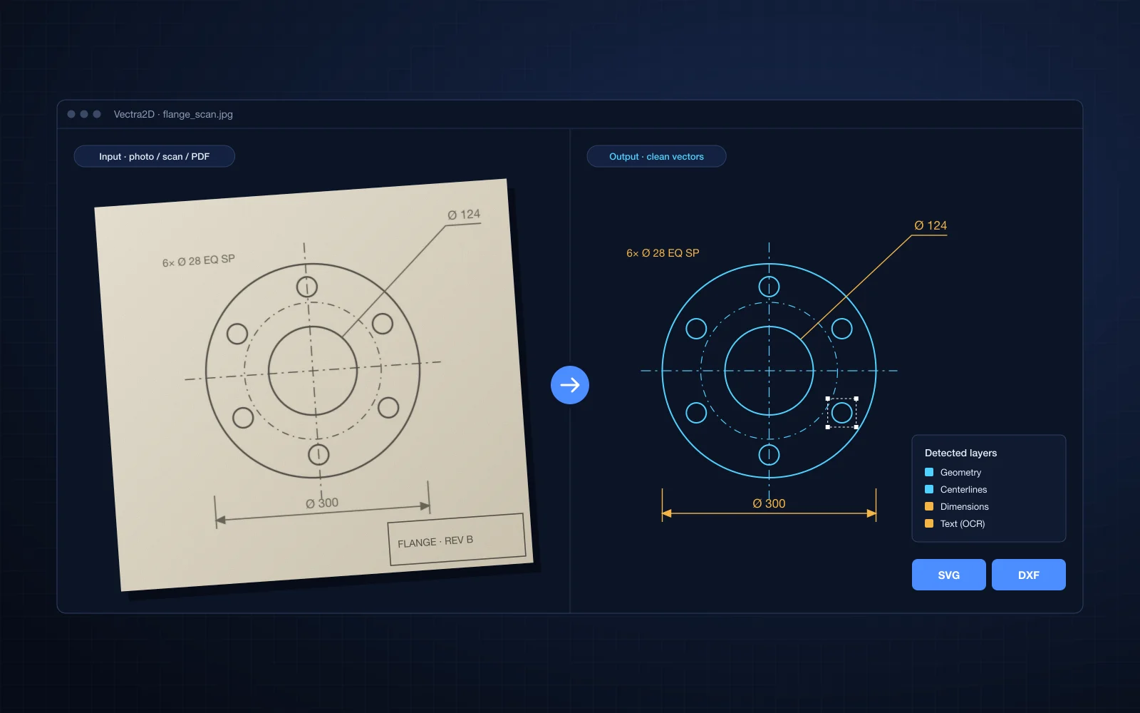 VectraXD™ Vectorization: Engineering Drawing Images to SVG and DXF screenshot